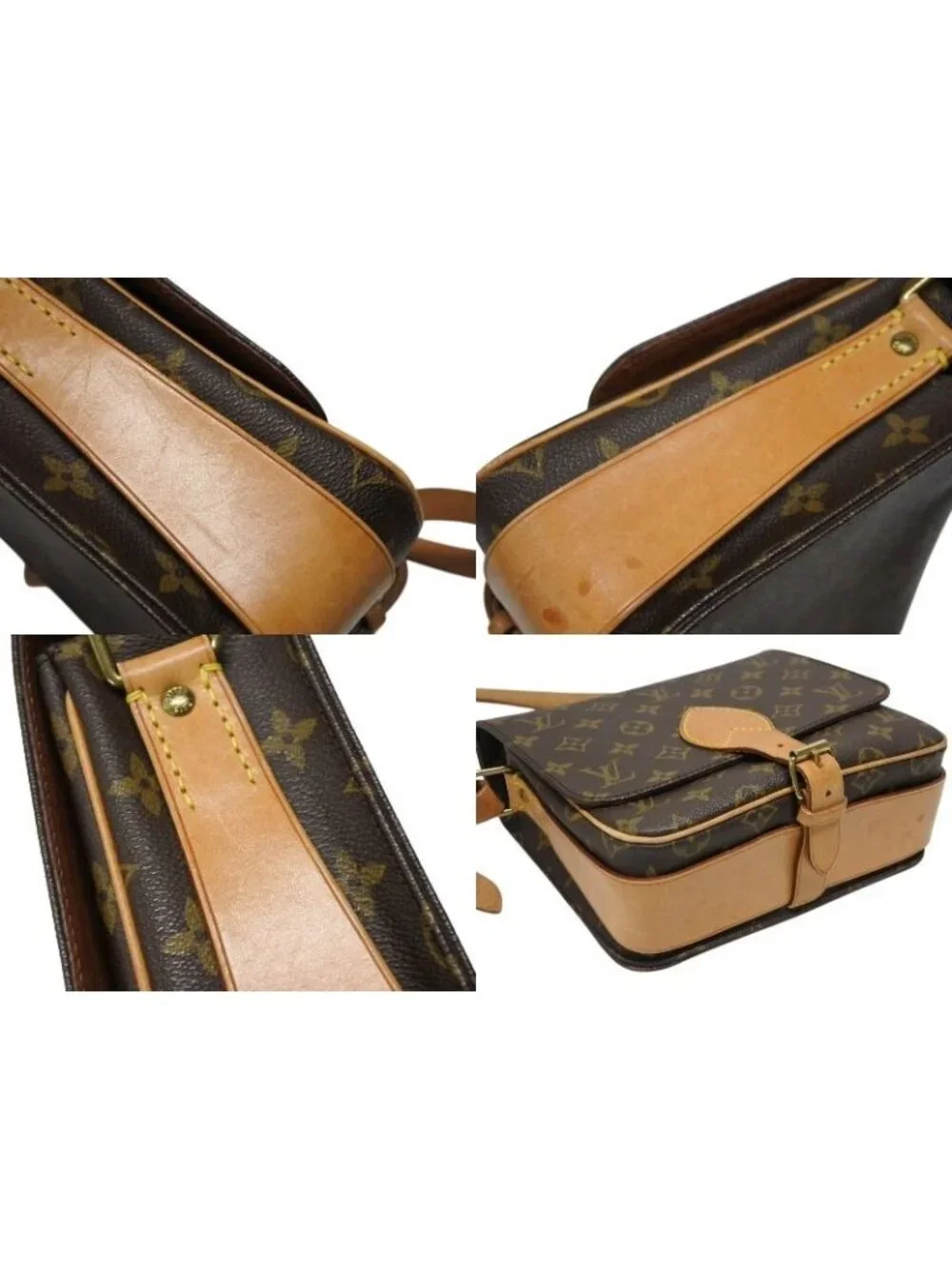 Louis Vuitton Cartouchiere MM Shoulder Bag Monogram Canvas Brown